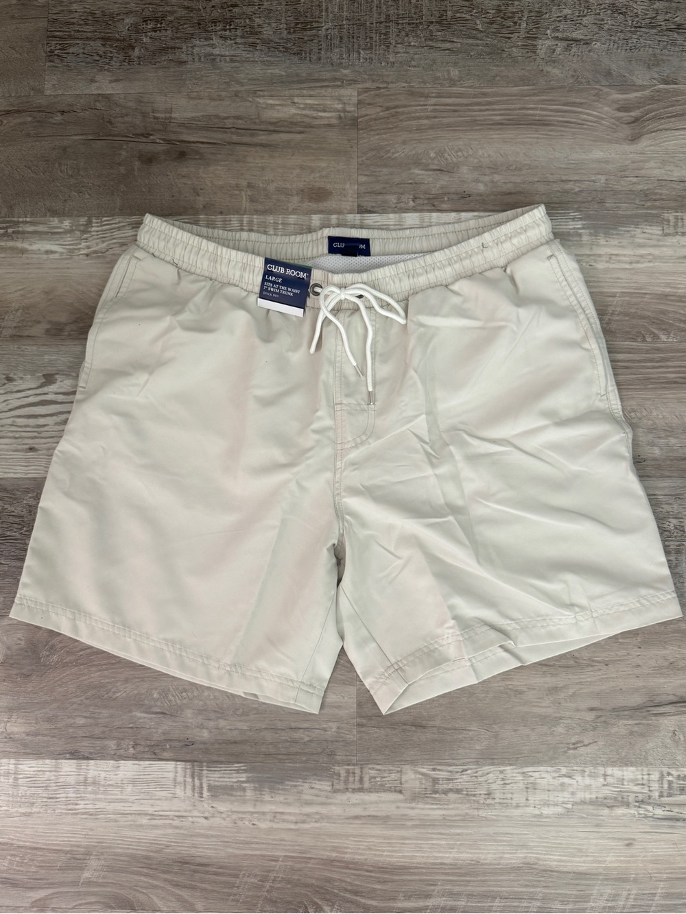 Club Room Men's Light Cream Swim Trunks with Drawstring